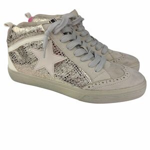 ShuShop Paulina High Tops Star Metallic Faux Snake Sneakers Women’s Size 9 Shoes